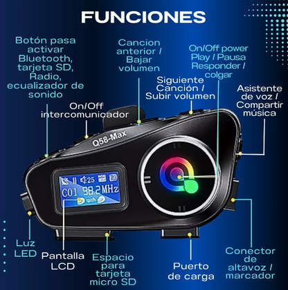 INTERCOMUNICADOR Q-58 MAX PARA MOTO + ENVÍO GRATIS