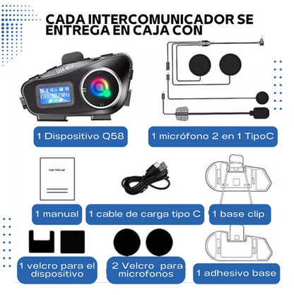 INTERCOMUNICADOR Q-58 MAX PARA MOTO + ENVÍO GRATIS